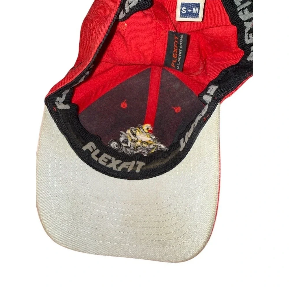 Flexfit F.I.A Racing Hat Cap‎ S/M Red Embroidered Fitted ATV Quad Motorsports